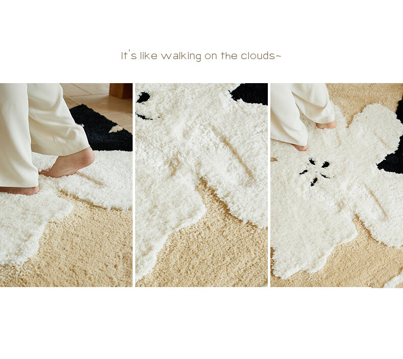 Keecy Cream Style Living Room Carpet Soft French Light Luxury High-End Bedroom Bedside Creative Long Pile Rug 3