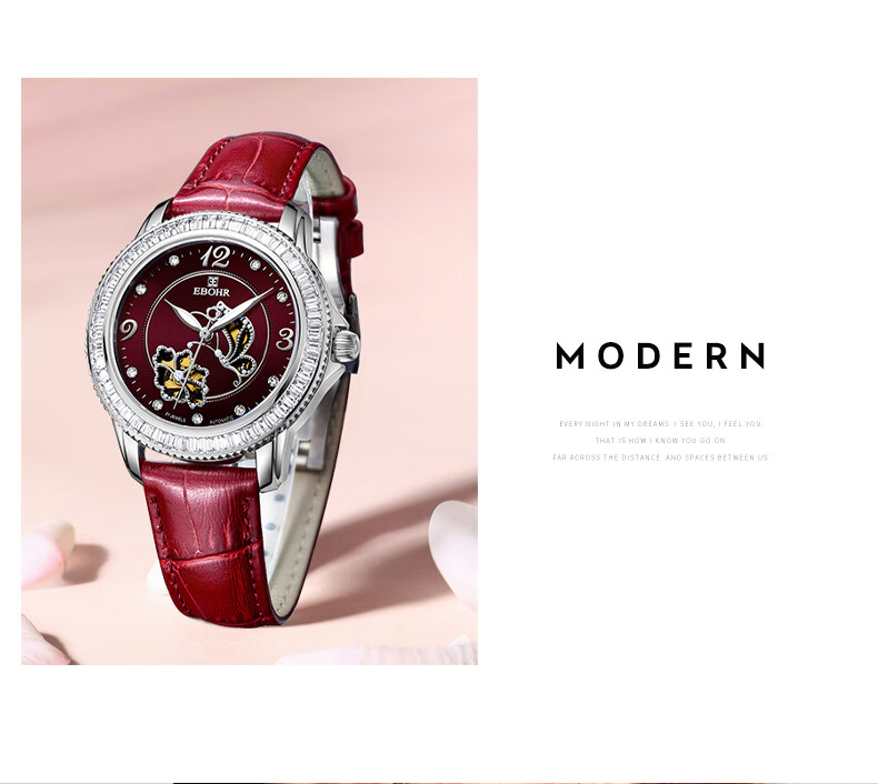 EBOHR Women's Watch, Butterfly Love Ceramic Strap Ladies Mechanical Watch, Light Luxury Exquisite Birthday Mid-Autumn Festival Gift 10880227 9