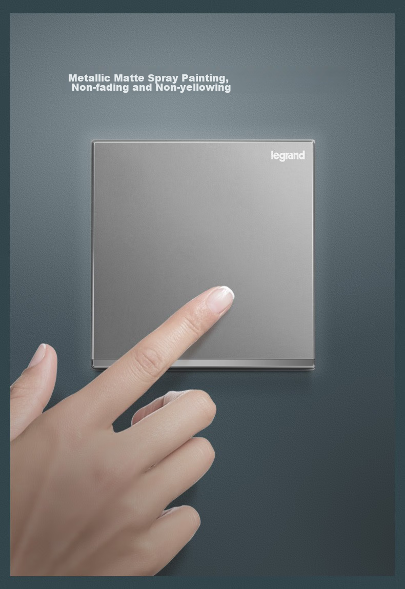 LEGRAND Switch Socket Panel, Yijing Series Deep Sand Silver Gray, Wall Socket, Five-Hole with Switch (Dual Control) 3