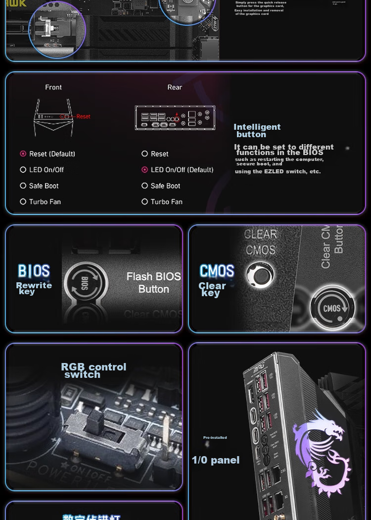 MSI MPG Z890 CARBON WIFI Dark Motherboard Supports CPU 285K/265K/270K/250K (Intel Z890/LGA 1851) 4