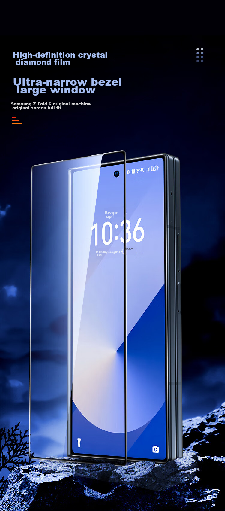 BIAZE Tempered Glass Screen Protector for Samsung Z Fold5 Outer Screen, Foldable Phone Protective Film, Full Coverage Anti-Scratch Wear-Resistant Low Fingerprint High Definition Front Screen Protective Glass JM846 2