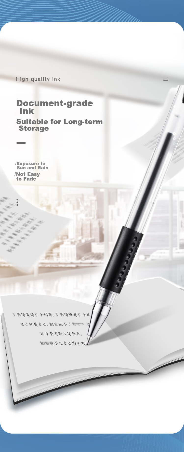 COMIX Soft Grip Retractable Gel Pen/Signature Pen/Writing Pen/0.5mm Bullet Tip/Black, Pack of 12, A1 Size 4