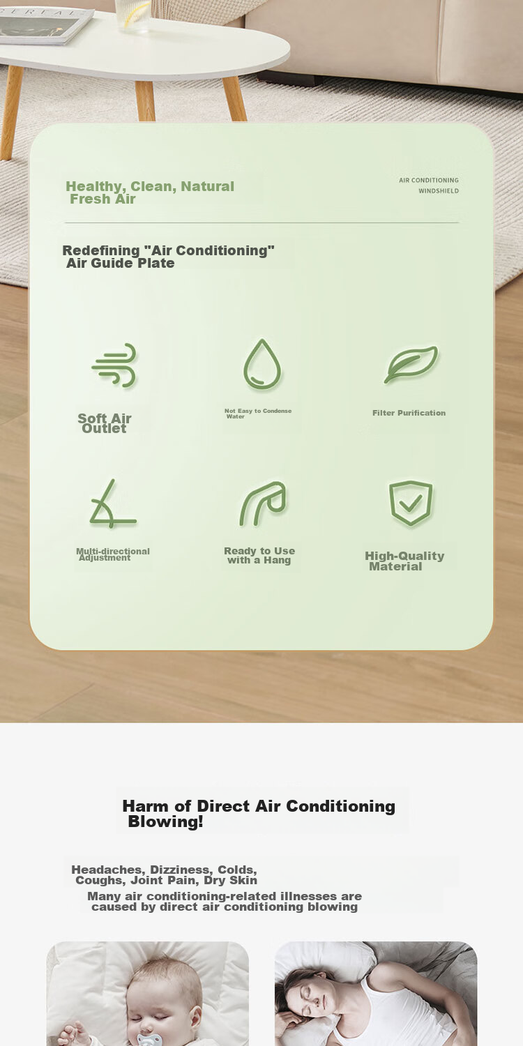 Ecoco Air Conditioner Wind Shield No-Installation Anti-Direct Blow Maternity Cold Air Outlet Hanging Deflector Panel 5