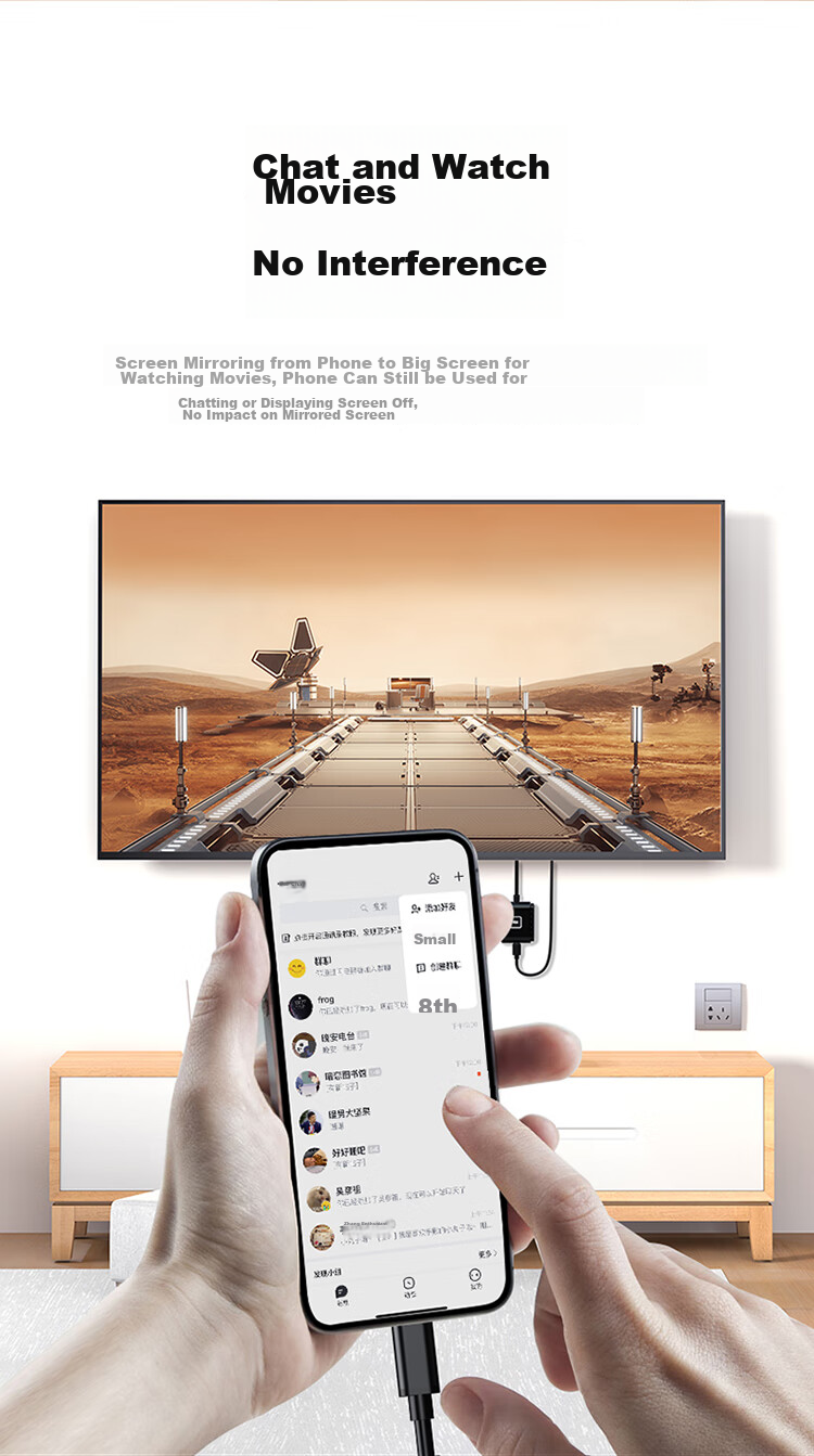 Shengwei HDMI Wireless Screen Mirroring Device for Office Meetings And Home Use, Compatible with Laptops, Desktops, TVs, Monitors, And Projectors, 50-Meter Transmission Range DCH010AB 5