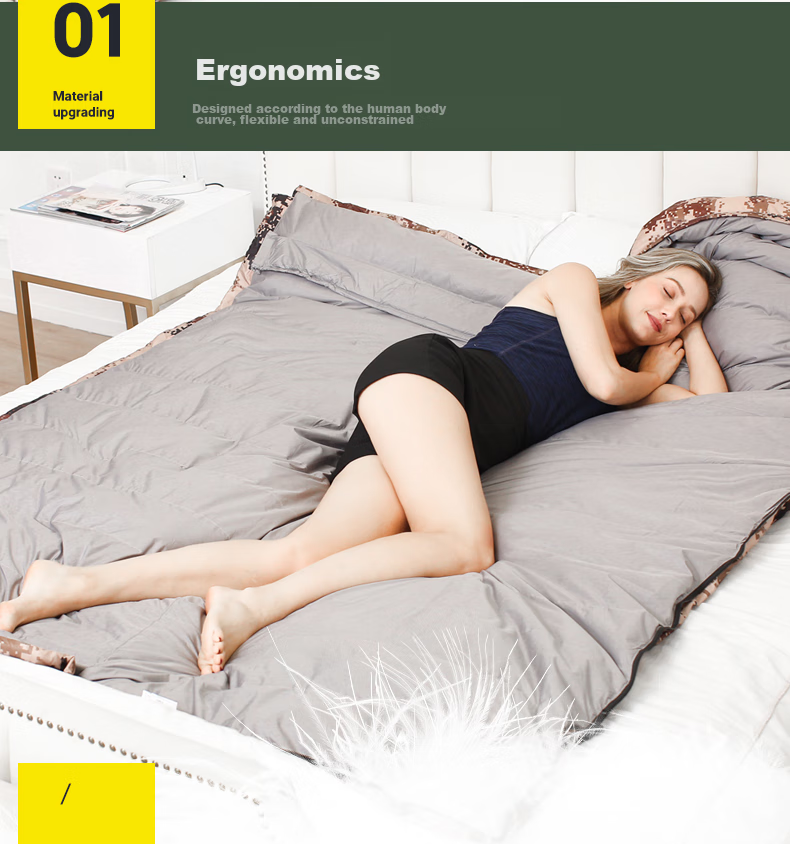 BeiJiLang Thickened and Widened Autumn Winter Outdoor Warm Sleeping Bag Tent Camping Office Nap Cold Resistant Sleeping Bag Quilt 6