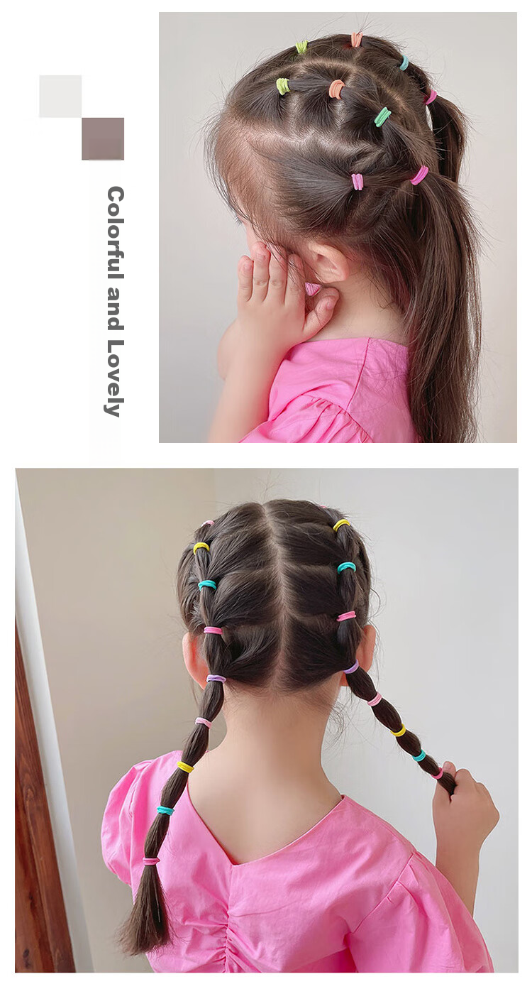 UPLUS Dopamine Children's Hair Ties, Approximately 300 Pieces, Baby Headbands, Colorful Hair Bands, Hair Rings, Ponytail Holders, Beauty Tools 10