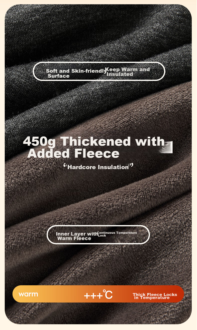 MiiOW [Cashmere Fleece Thickened] Women's Thermal Underwear Mid-Neck Set with Knee Protection, Autumn Top And Pants, Cold-Proof for Men And Wome 8