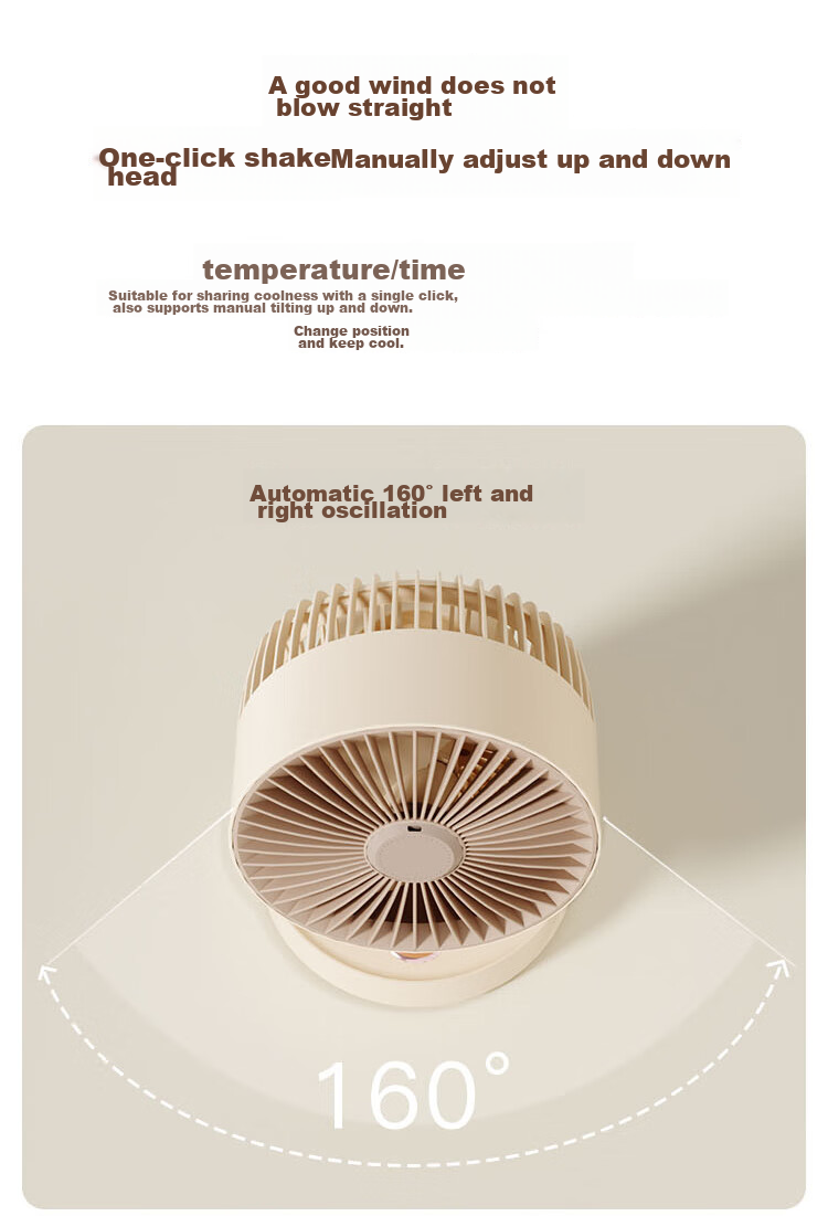 KONKA Small Fan, Oscillating Desk Fan for Home Use, Compact Office And Student Ventilation Fan, Mosquito Repellent Mini Outdoor Rechargeable Camping Portable USB Fan, 8000mAh 7