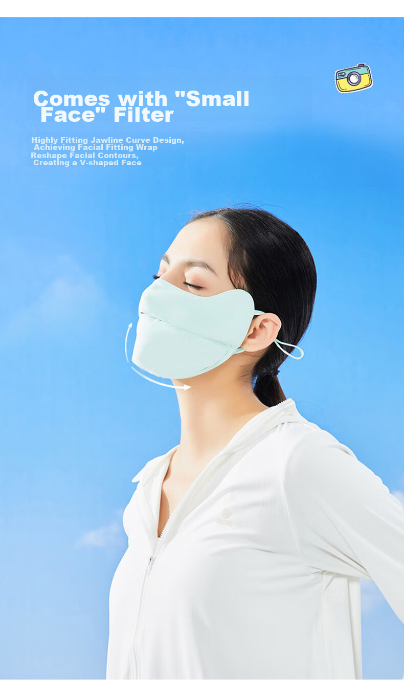 JOYTOUR Sun Protection Face Mask, UV-Resistant Face Mask, Ice Silk Thin Breathable Open Sun Visor Face Mask, Black 8
