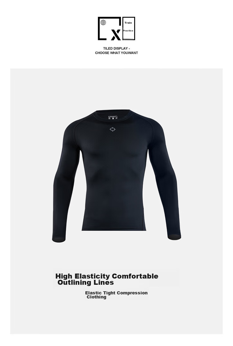 RIGORER Fleece-Lined Compression Shirt for Men, Warm Quick-Dry Running Sports Top, Fitness Training Long-Sleeve Undershirt 1