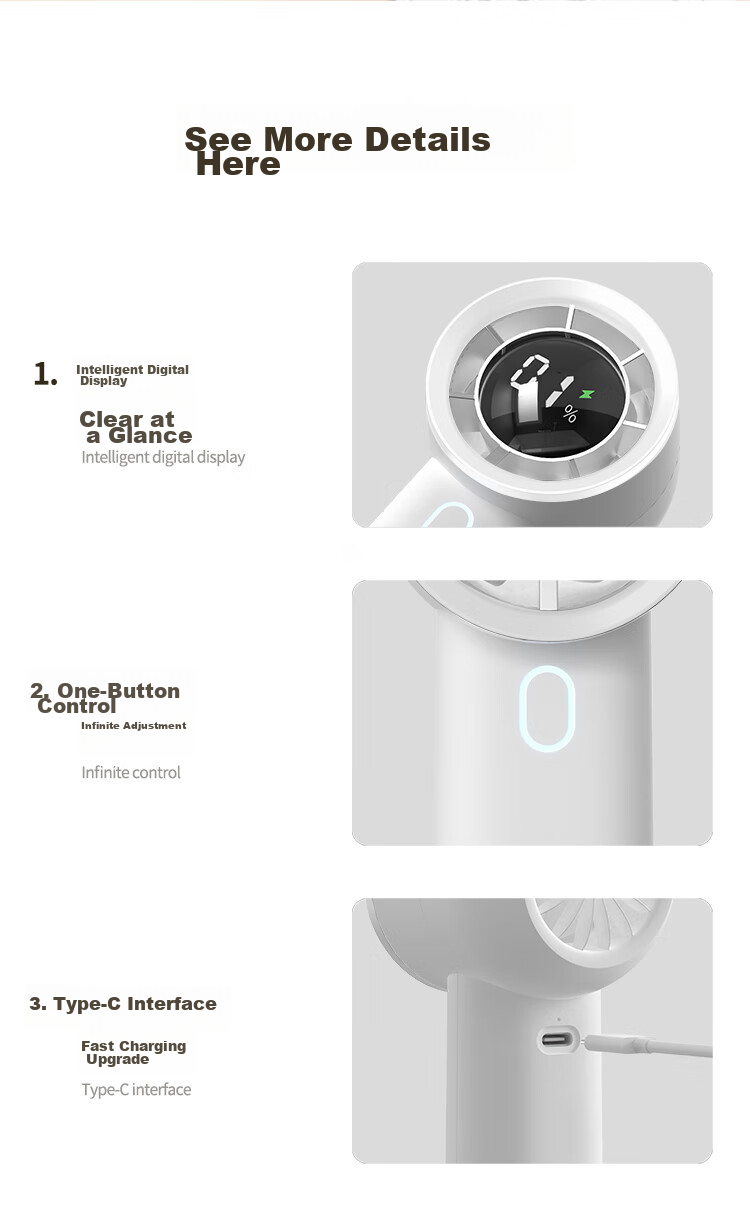 Newmine Handheld Fan [100-Speed High-Speed Ice Cooling] Semiconductor Cooling Foldable USB Rechargeable Neck Hanging Portable Small Desktop Fan for Office and Dormitory Use 13