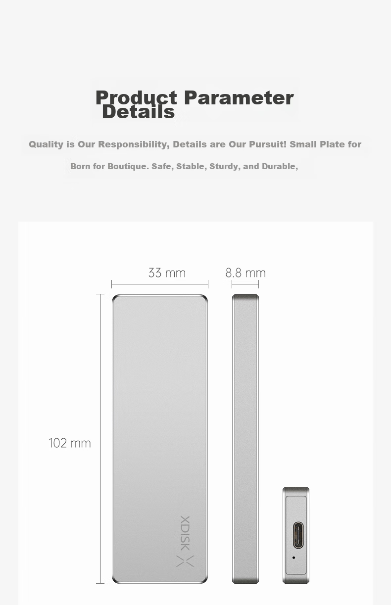 Xiaopan (XDISK) 128GB USB3.2 Portable Solid State Drive (PSSD) M Series Type-C Silver Ultra-Thin Fashionable Direct Phone Connection Data Backup Compatible with MAC 11