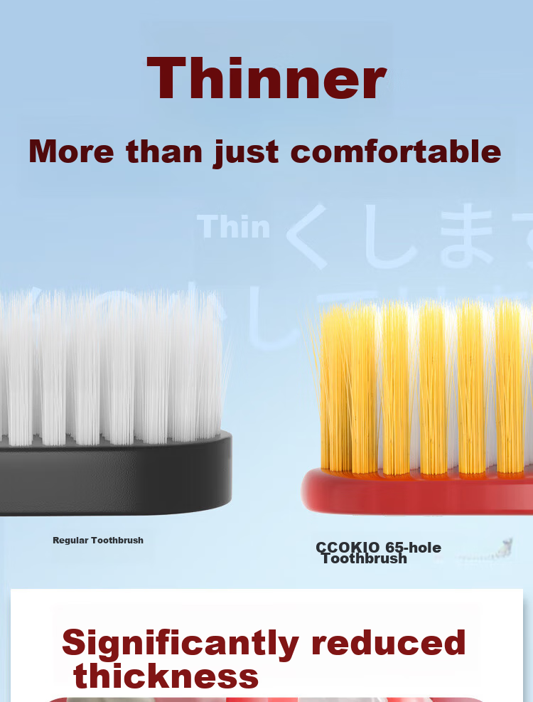 CCOKIO Japanese High-End 68-Hole Wide-Head Soft Bristle Toothbrush for Men, Women And Teenagers, Set of 4 5