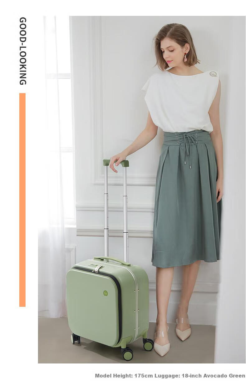 Mixi Front-Opening Aluminum Frame Suitcase, Trolley Case with Password Lock, Large Capacity Luggage for Travel, Carry-On Suitcase for Me 15