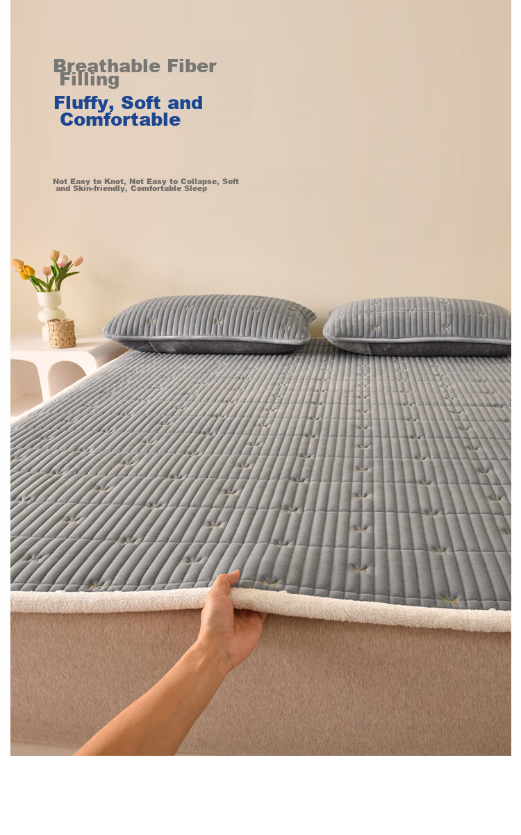 MLILY Mattress 1.8m x 2m Dual-Sided Single Mattress Pad with Warm Plush Cloud-Like Support 8