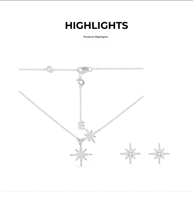 APM Monaco Baby Double Star Necklace Sweater Chain + Hexagram Earrings Gift Box Set, Gift for Girlfriend 2