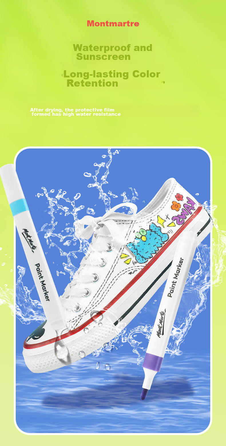 Mont Marte Direct Liquid Acrylic Markers, Stackable Box, Waterproof, Children's Hand-Drawn Graffiti DIY Painting Shoes, Acrylic Paint Coloring Set, Watercolor Pens, 24 Colors of Acrylic Markers 6