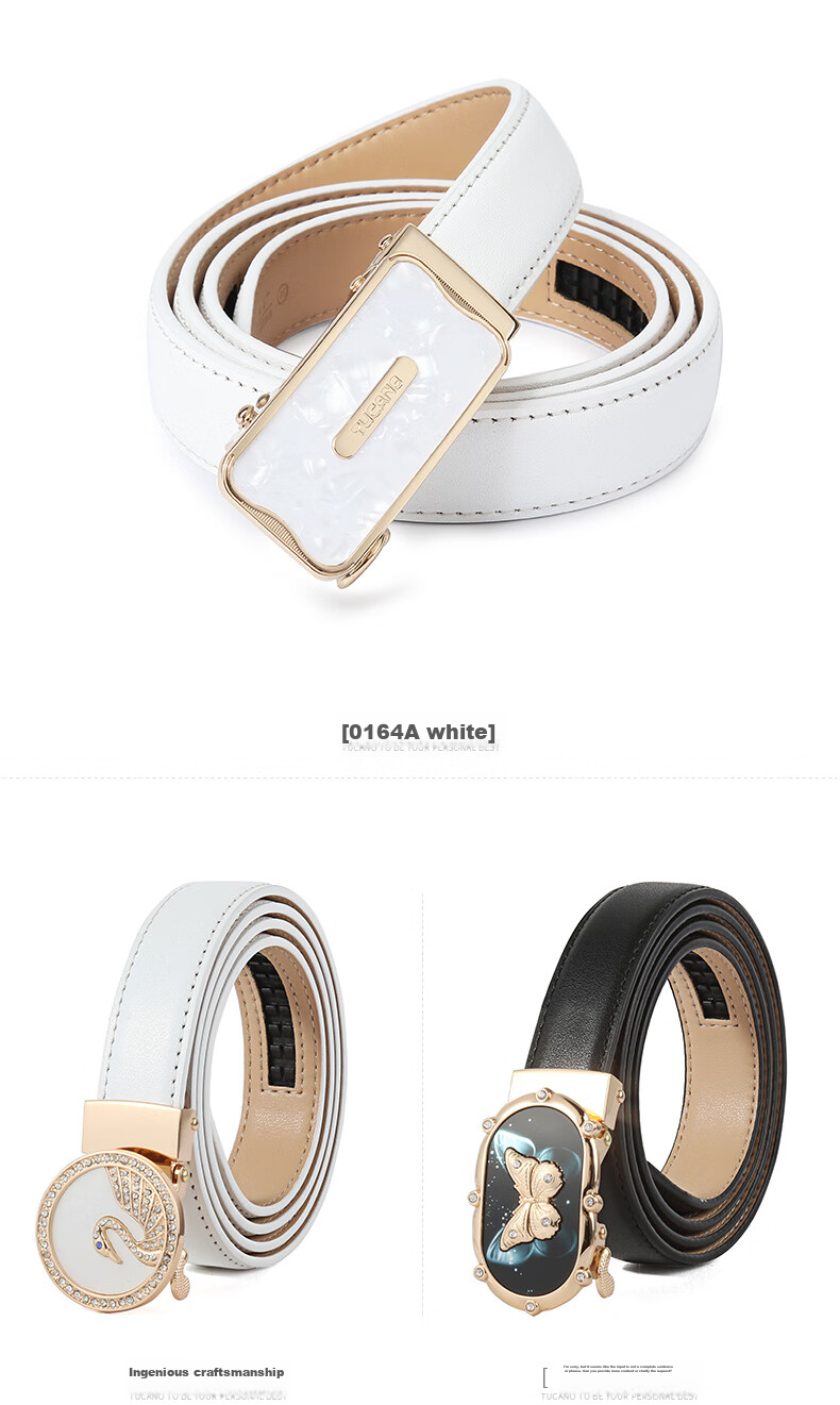 TUCANO Women's Leather Belt, Fashionable Versatile Korean Style Practical Ladies' Waistband with Automatic Buckle, No Drilling Required, Birthday And 520 Gift 17
