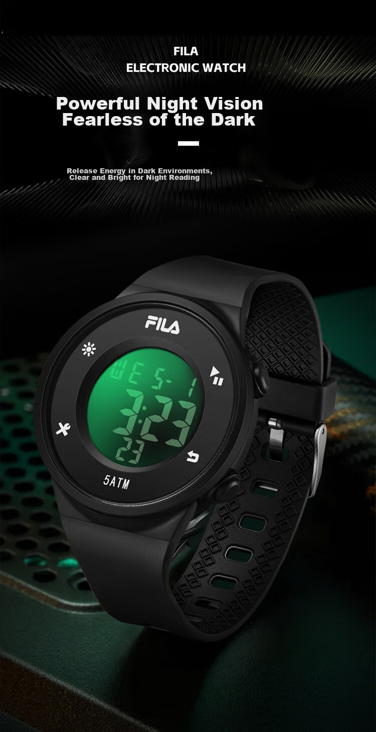 FILA Electronic Watch, Luminous Digital Watch, Sports Watch, Student Watch, Exam Watch for Middle And High School Students, 6557-017 9