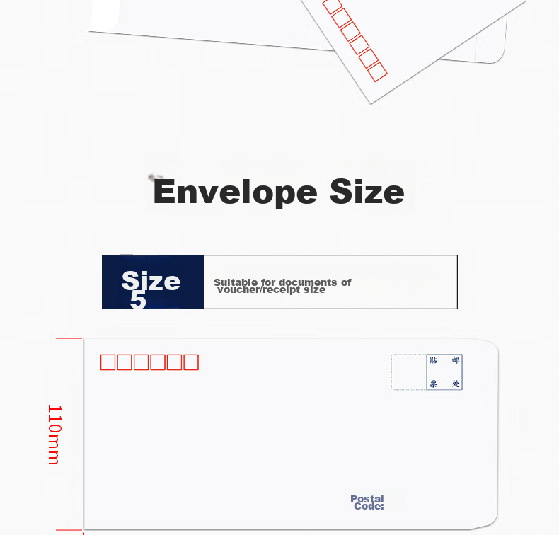 LISON 100 Pieces/pack, Thickened No. 7 White Envelope, Standard Postal Envelope for Letters, Bills, Invoices, Salary Payments, 229*162mm, 1528 3