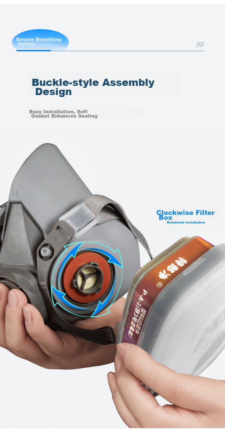 Telangjing Gas Mask Respirator for Protection Against Organic Gases, Chemicals, Grinding, Cement, Painting, Woodworking, And Pesticide Use 15