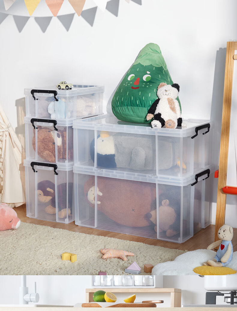 TENMA Plastic Clothing Storage Box, Car Storage Box 45 Liters, Transparent Lox Organizer Box 530L 11