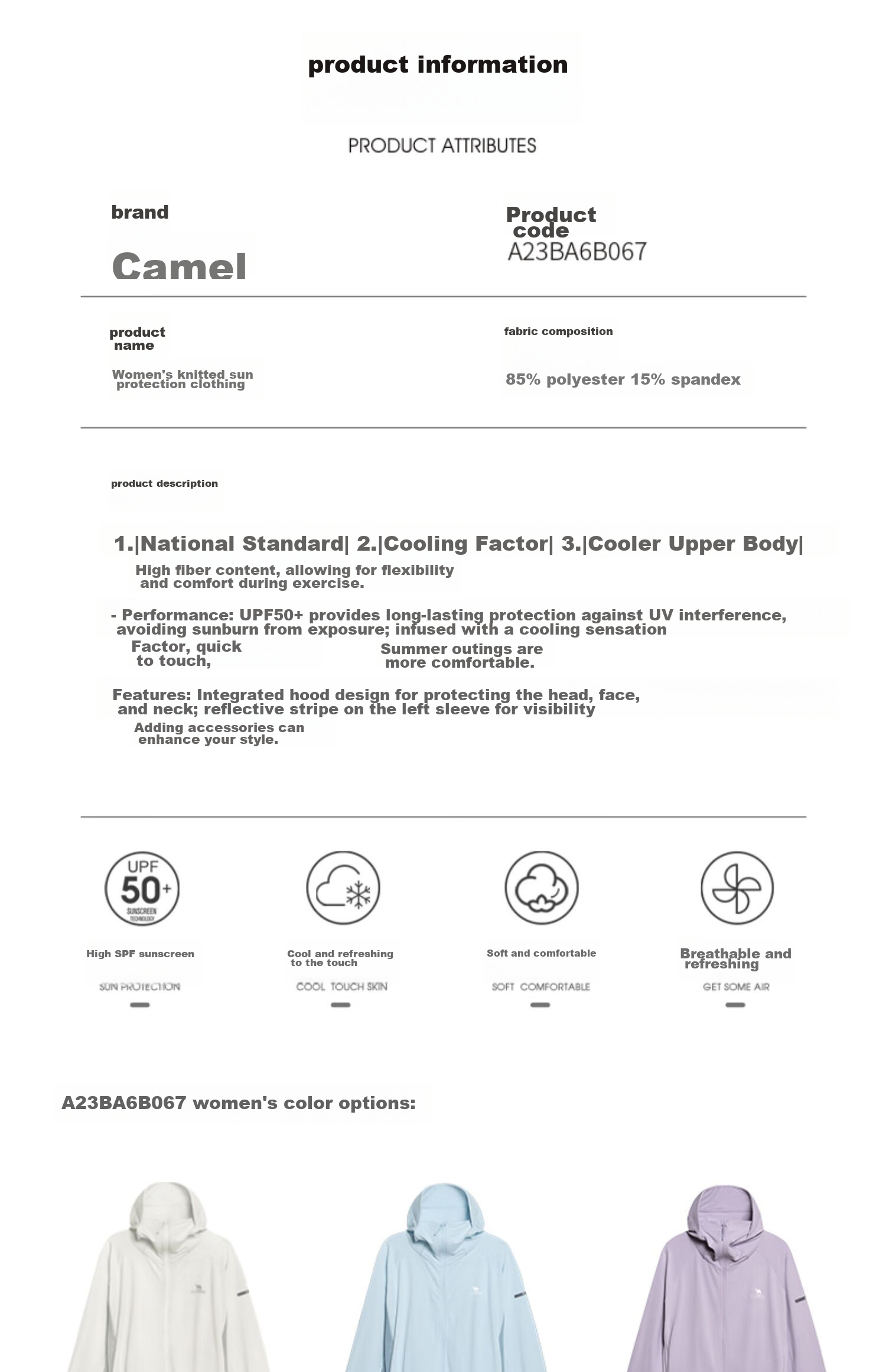 CAMEL Women's Sun Protection Clothing, Spring And Summer Unisex UPF50+ Breathable UV-Resistant Jacket, Sun Protection Garment A13BA6B068 6