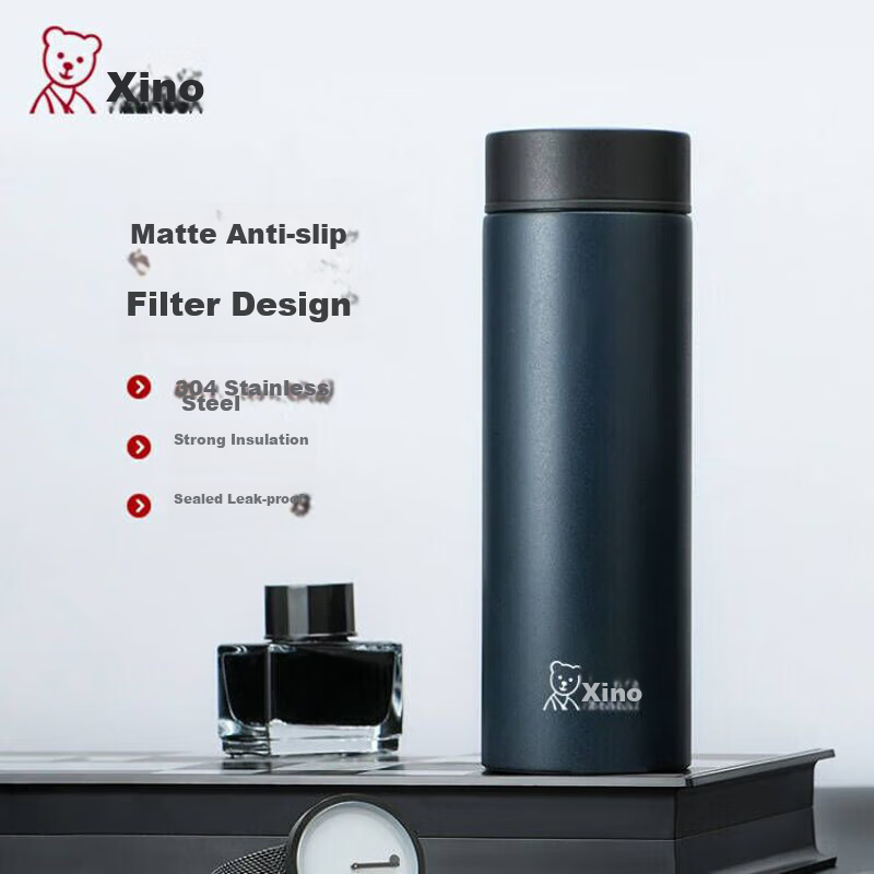 Xino Insulated Mug for Men, Stainless Steel Tea Cup, Business Office Car Water Bottle, XN-9603 Deep Blue, 525mL