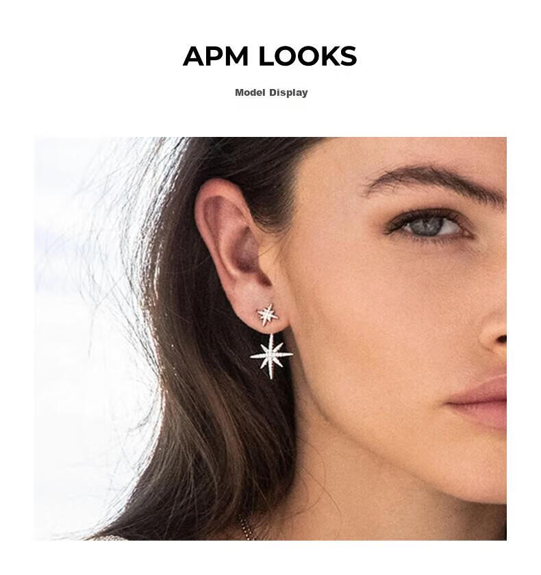 APM Monaco Hexagram Asymmetric Stud Earrings, Luxurious And Elegant Jewelry, Gift for Girlfriend Or Wife 7