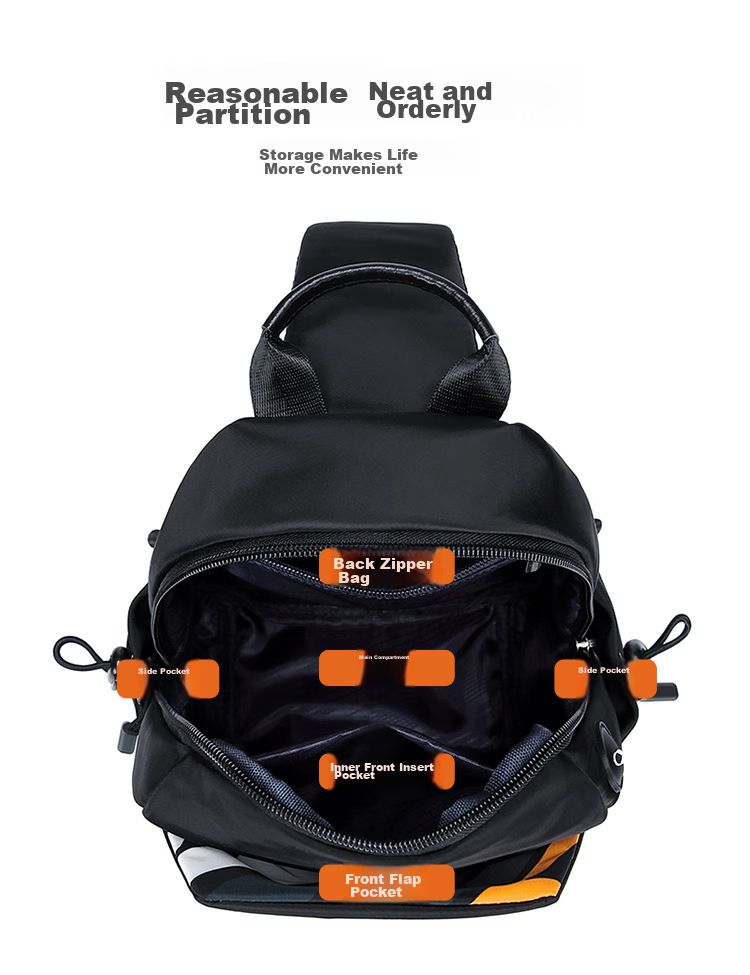 GOLF Chest Bag for Men, Contrasting Color Shoulder Crossbody Bag, Casual Phone And IPad Bag, Multi-Compartment Sports Small Backpack, Running Pack 17