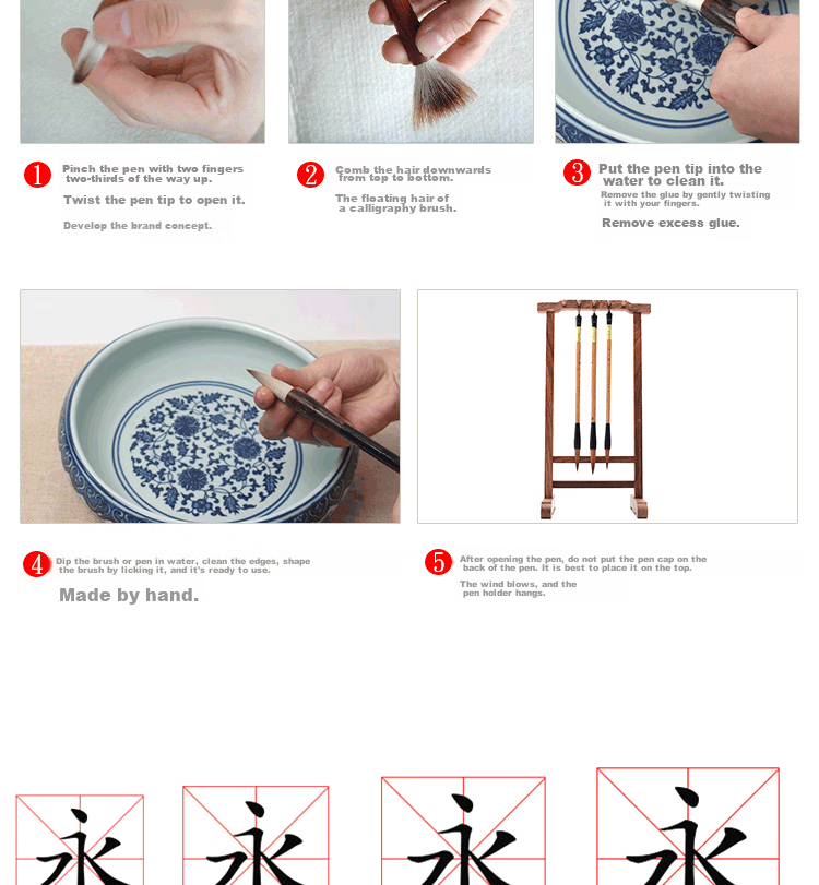 Yihaitangwenhua Calligraphy Brush Set - Wolf And Mixed Hair for Large, Medium And Small Regular Script, Sheep Hair for Students' Calligraphy And Chinese Painting Beginners - Wolf Hair 3-Piece Set for Elementary School Students And Adults in Regular Script And Running Script 13