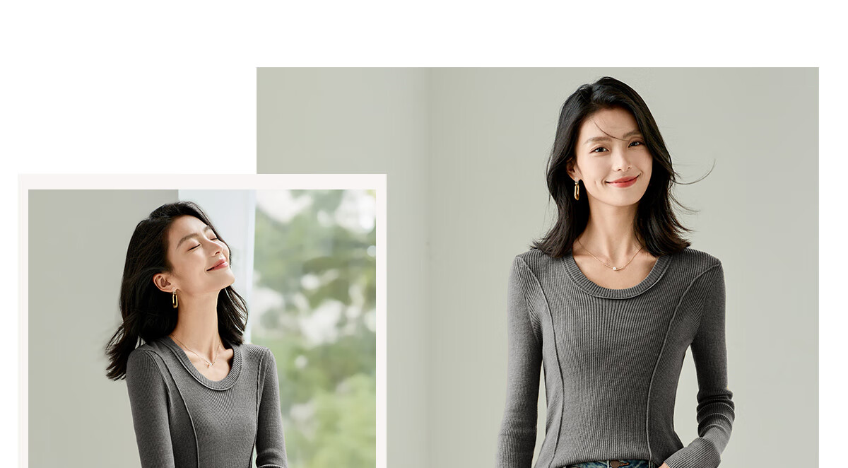 Chushen Chunqiu Women's Knitwear Wilderness Melard Fashion Versatile Round Neck Basic Knit Top S143Z3020 23