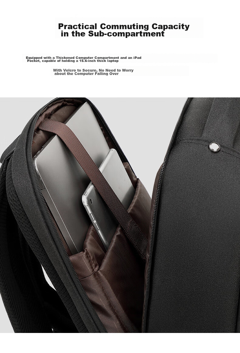 Edison Men's Backpack Business Travel Commute Laptop Bag Water-Resistant Backpack E02-2 Gray 10