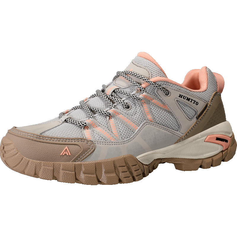 HUMTTO Non-Slip Hiking Shoes, All-Season Mesh Breathable Casual Women's Shoes, Outdoor Mountaineering Shoes, Sand/light Pink, Size 37