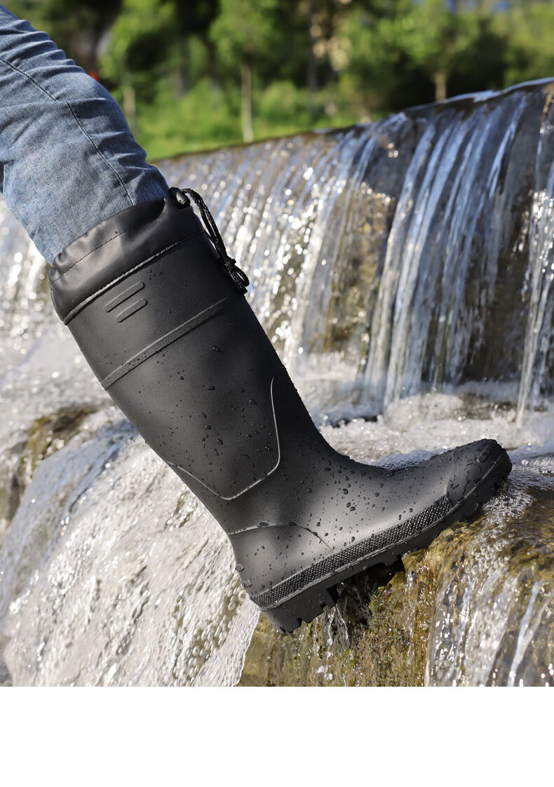 Lanoudun Men's Tall Waterproof Rain Boots, Outdoor Non-Slip Rubber Shoes, Wear-Resistant Rain Boot Covers YX1008 Size 40 15