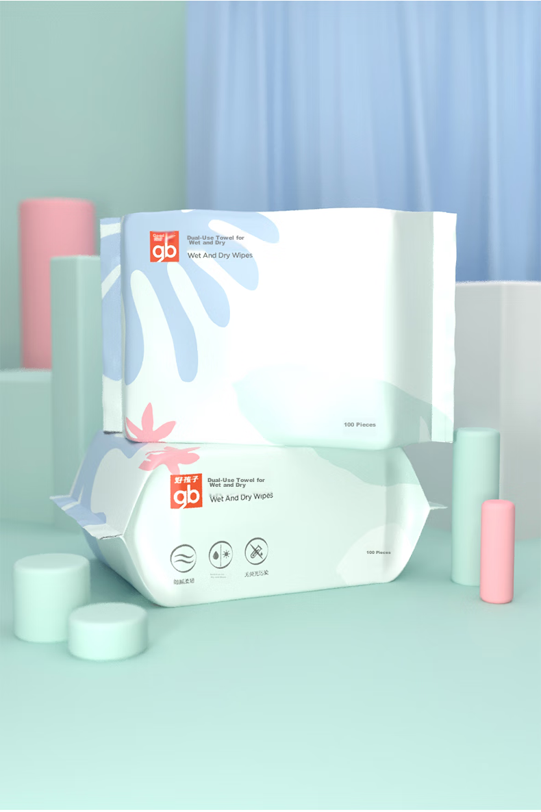 Gb Baby Soft Wipes, Face Towels for Children, Dry And Wet Use, 100 Sheets * 6 Packs, Disposable Facial Cleansing Wipes for Babies 16