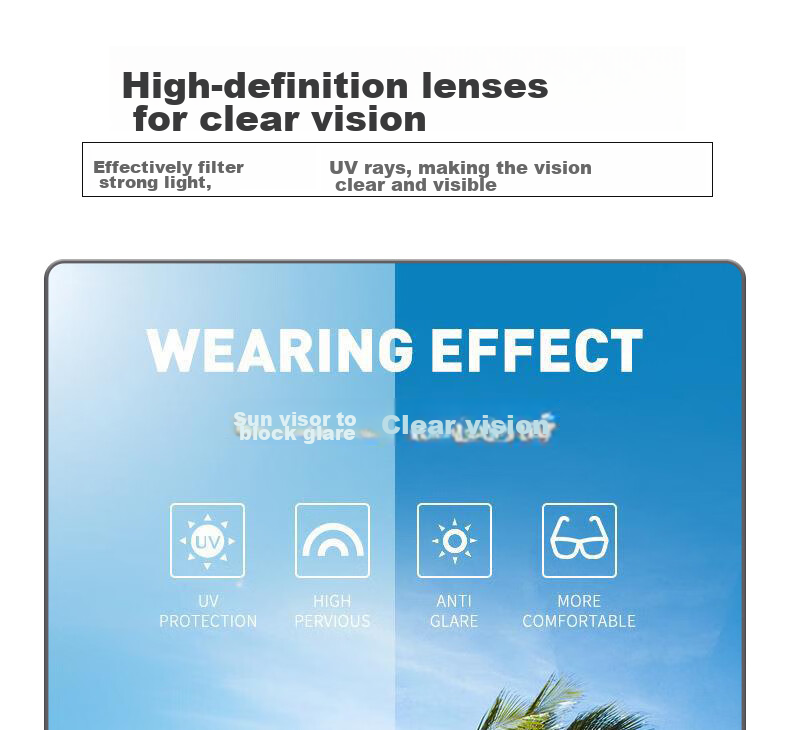 LOVECRAFT Polarized 620-Transparent Frame Green Film, Fishing Glasses for Men And Women, Coated Cycling Motorcycle Sunglasses Lure Glasses 4