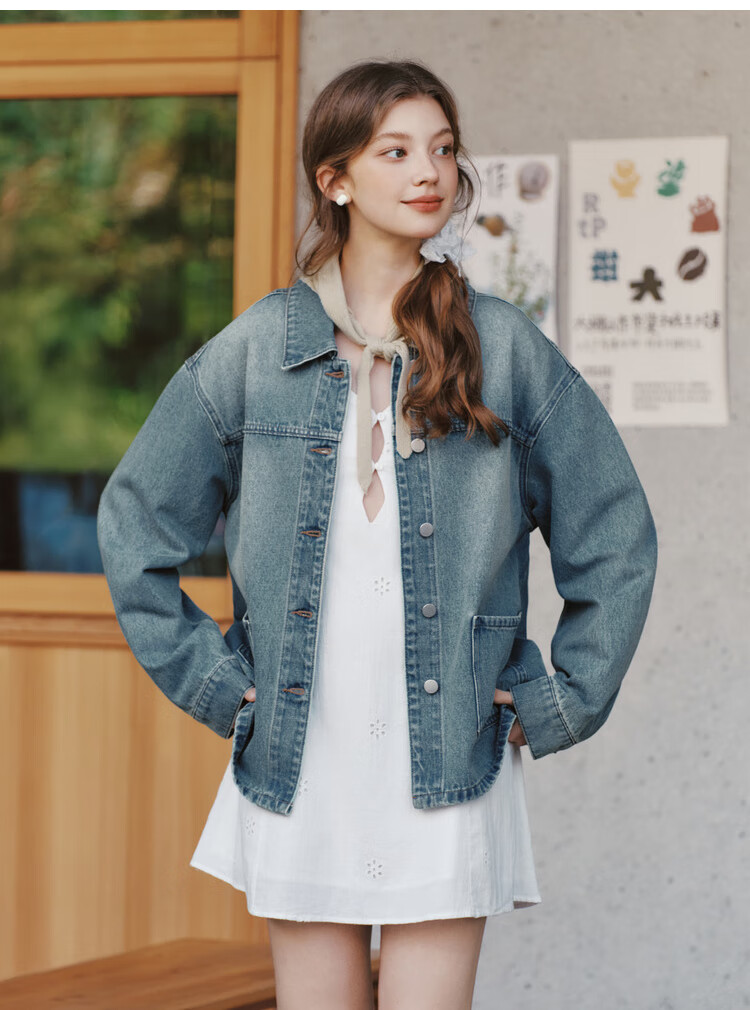 Semir Women's Denim Jacket Short Retro Fashion Boxy Jacket 2026 Spring Commuter 109126108005 18