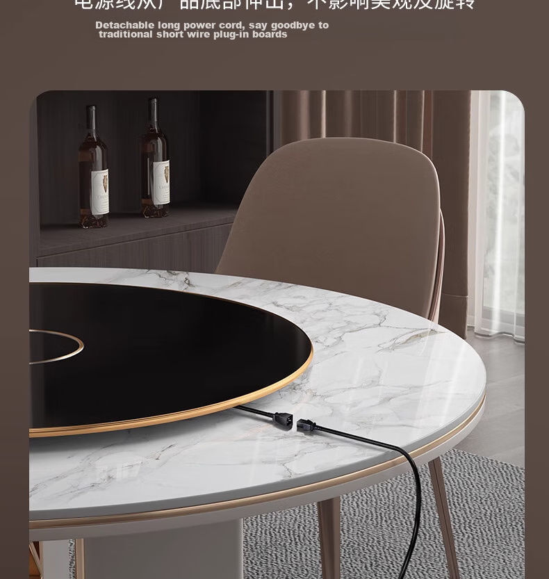 PADEFU Electric Hot Plate with Induction Cooker for Hot Pot, 2026 New Multifunctional Household Heating Plate, Food Warmer, Insulation Board, Electric Ceramic Stove, Automatic Rotating Dining Table Turntable Gadget, 68cm 29