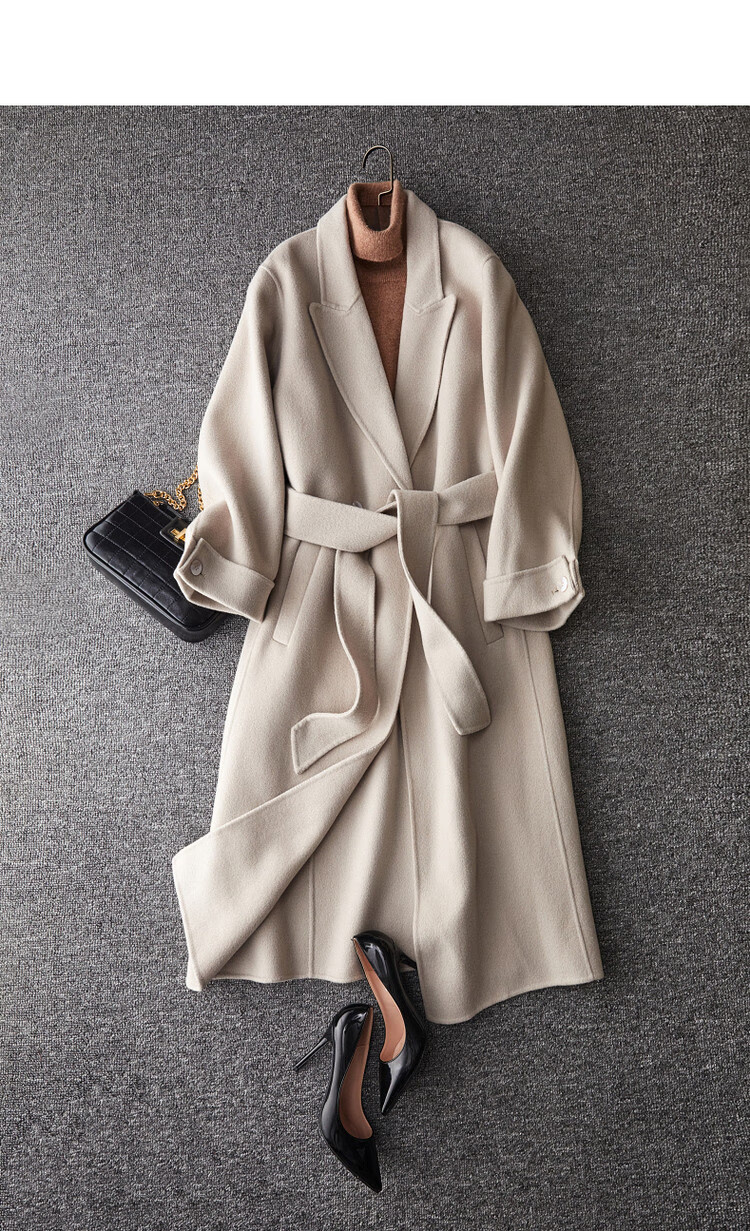 Dme [Jingshu Merino Wool Coat] Winter Old-Style Lapel Double-Breasted Long Elegant Slimming Coat Women's Outerwear 6