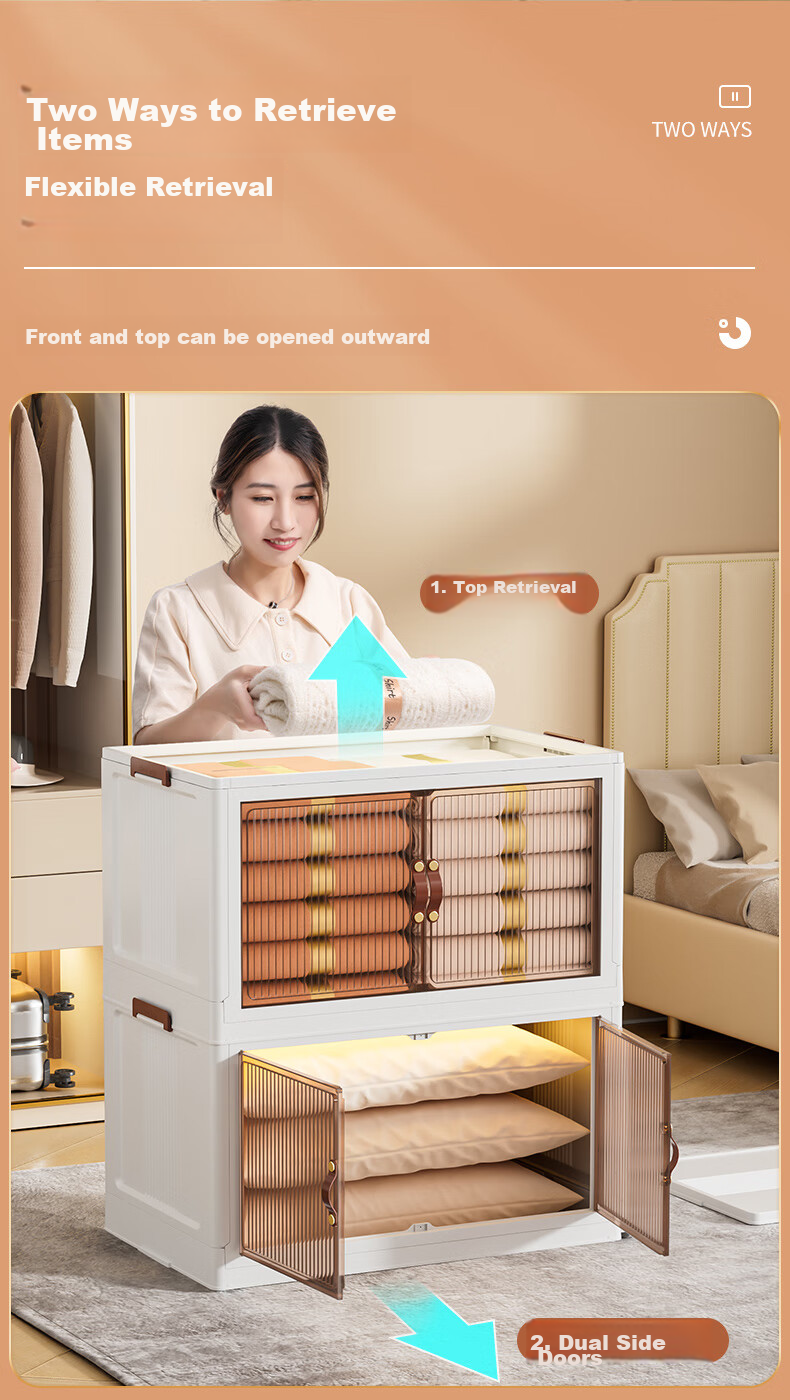 JEKO&JEKO Large Storage Box, Foldable Book Organizer, Toy And Snack Storage Cabinet, 100L Capacity, 1 Piece 2