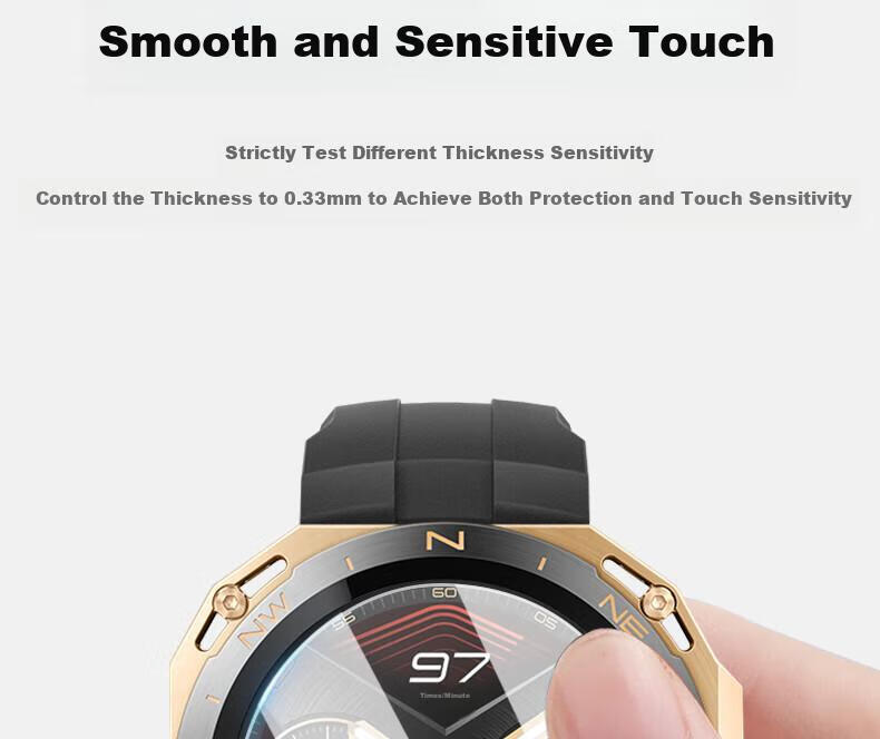 ESCASE [Three-Pack] Huawei WATCH GT Cyber Watch Screen Protector, Tempered Glass Film for Huawei Smartwatch, Full Coverage Anti-Drop Protective Film 10