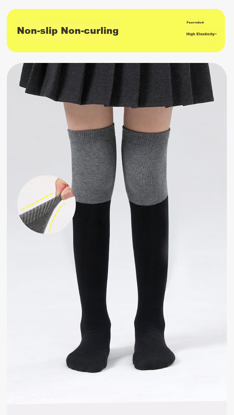 Barbie Children's Mid-Calf Socks, Girls' Knee-High Socks, Spring And Autumn Black High Socks, Girls' Student Over-Knee Long Socks 7