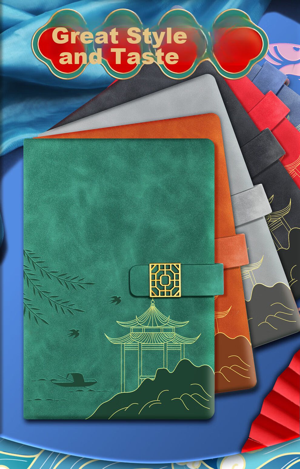 Faramon Chinese-Style Notebook A5, High-Quality Journal, Diary, National Trend Cultural And Creative Gift, Thickened Literary Exquisite Business Office Record Book with Customizable Logo, China Red 2