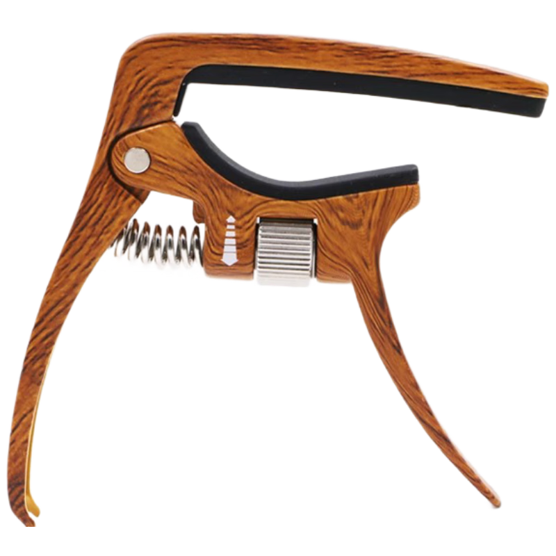 AROMA Adjustable Tension Guitar Capo for Acoustic Guitar Metal Transposer with String Puller AC-30 Wood Grain Color