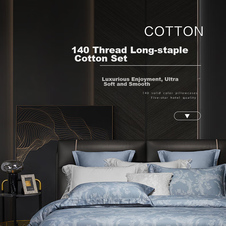 BEYOND Home Textiles, 140-Count Xinjiang Long-Staple Cotton Four-Piece Luxury Light Luxury Pure Cotton Bedding Set, Manryia 180cm Home Living Room 1