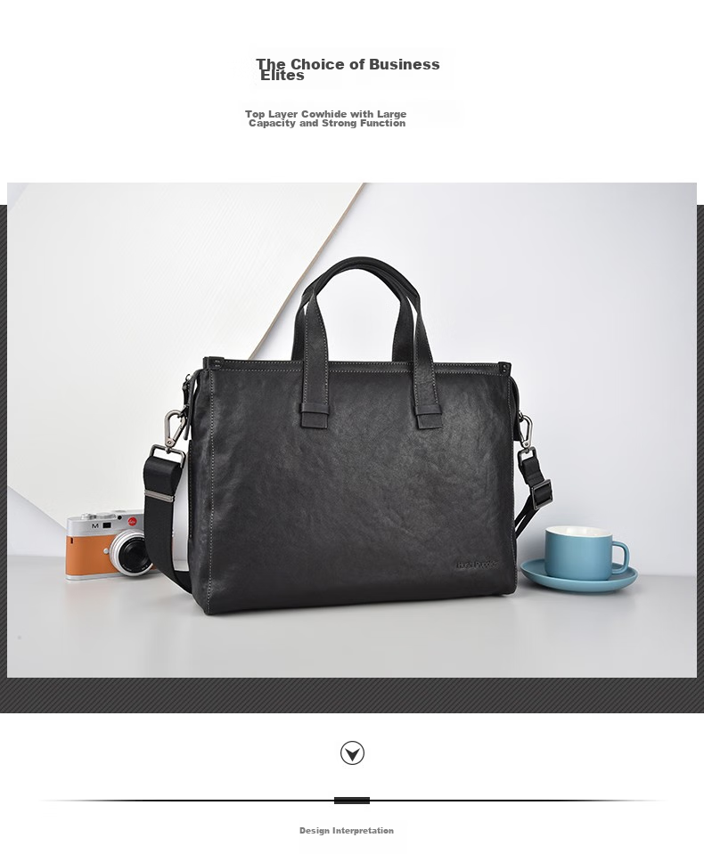 Hush Puppies Briefcase, Men's Handbag, Genuine Leather, Business Large Capacity Laptop Bag, 14 Inches, Gift for Boyfriend 2