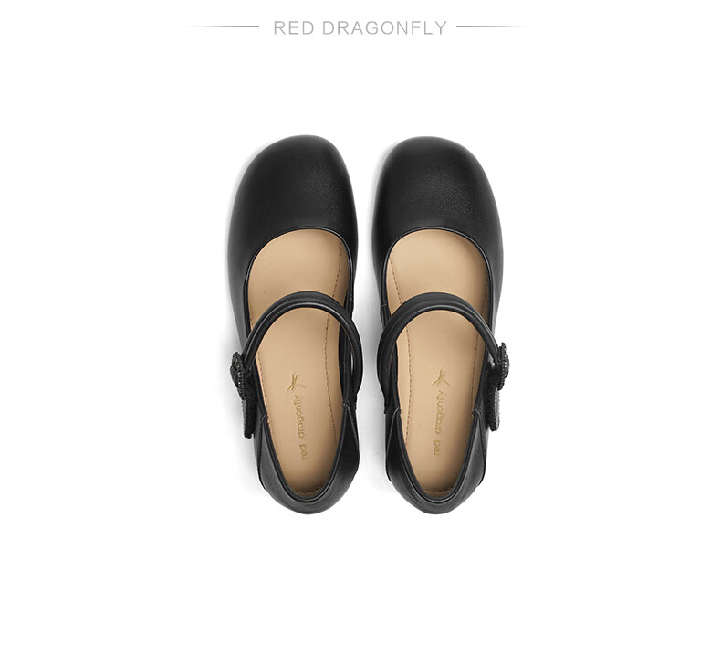 RED DRAGONFLY Shallow Women's Flats, Spring Women's Shoes, Mary Jane Thick Heel Comfortable Women's Shoes WJB15806 Beige 40 10
