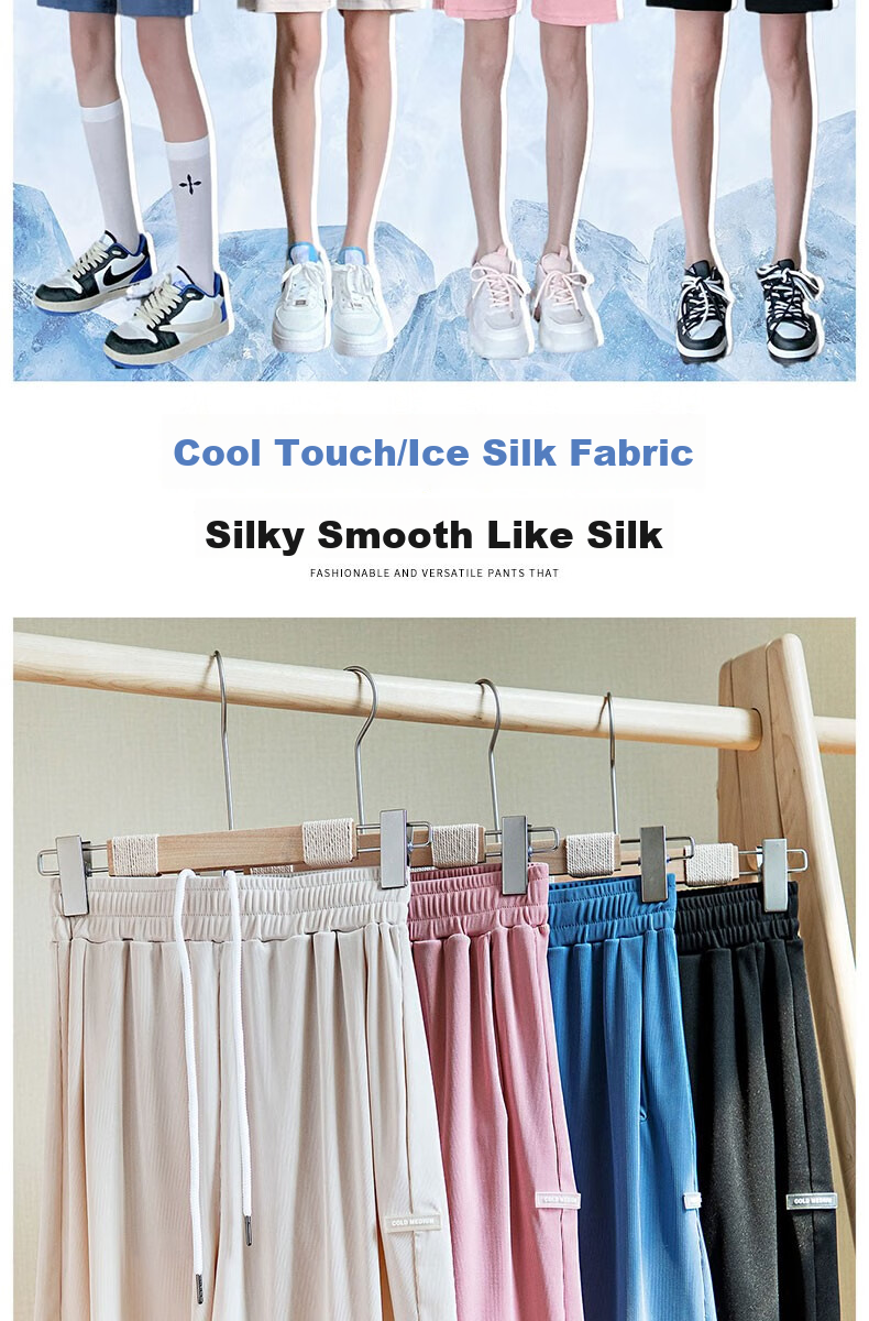 LangSha Ice Silk Shorts for Women, Summer Lightweight High-Waist Loose-Fitting Slimming Wide-Leg Mid-Length Pants, Quick-Dry Casual Sports Knee-Length Shorts 8