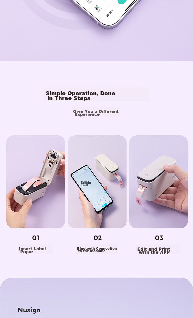 Deli Q3 Purple Portable Thermal Label Printer for Home Use, Journal Name Tags, Storage Labels, Price Tags, Food Labels Printer, 300dpi High-Definition, Mobile Phone Connectio 8